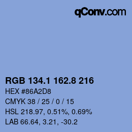 Farbcode: RGB 134.1 162.8 216 | qconv.com