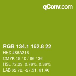 カラーコード: RGB 134.1 162.8 22 | qconv.com