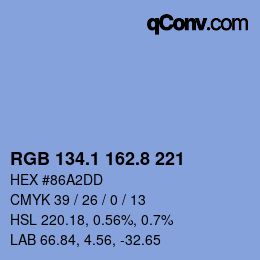 Farbcode: RGB 134.1 162.8 221 | qconv.com