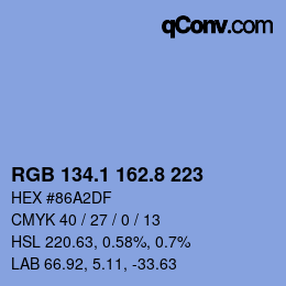 カラーコード: RGB 134.1 162.8 223 | qconv.com