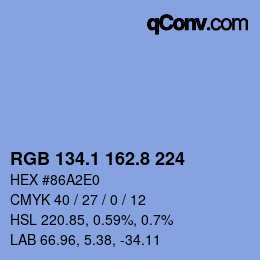 カラーコード: RGB 134.1 162.8 224 | qconv.com