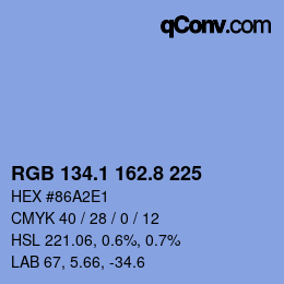 Color code: RGB 134.1 162.8 225 | qconv.com