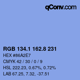 Color code: RGB 134.1 162.8 231 | qconv.com