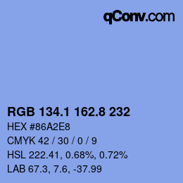 カラーコード: RGB 134.1 162.8 232 | qconv.com
