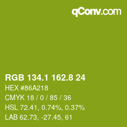 カラーコード: RGB 134.1 162.8 24 | qconv.com