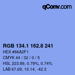 Color code: RGB 134.1 162.8 241 | qconv.com