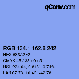 Color code: RGB 134.1 162.8 242 | qconv.com
