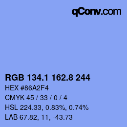 Color code: RGB 134.1 162.8 244 | qconv.com