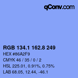 Color code: RGB 134.1 162.8 249 | qconv.com