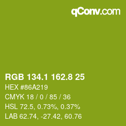 カラーコード: RGB 134.1 162.8 25 | qconv.com