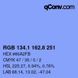Color code: RGB 134.1 162.8 251 | qconv.com