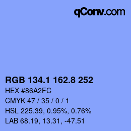 Color code: RGB 134.1 162.8 252 | qconv.com