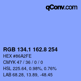 Farbcode: RGB 134.1 162.8 254 | qconv.com