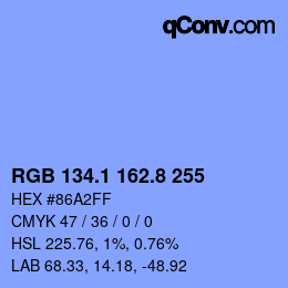 Código de color: RGB 134.1 162.8 255 | qconv.com