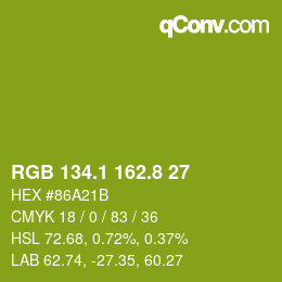 カラーコード: RGB 134.1 162.8 27 | qconv.com