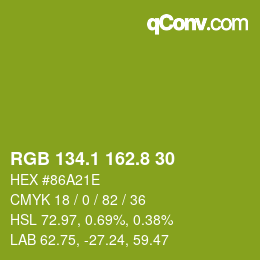 カラーコード: RGB 134.1 162.8 30 | qconv.com