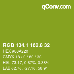 カラーコード: RGB 134.1 162.8 32 | qconv.com
