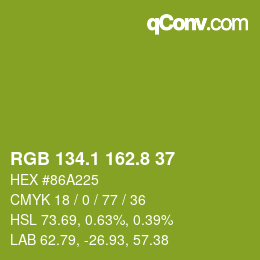 カラーコード: RGB 134.1 162.8 37 | qconv.com
