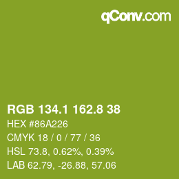 カラーコード: RGB 134.1 162.8 38 | qconv.com