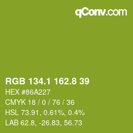 カラーコード: RGB 134.1 162.8 39 | qconv.com