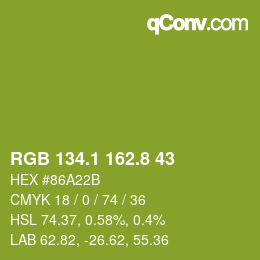 カラーコード: RGB 134.1 162.8 43 | qconv.com
