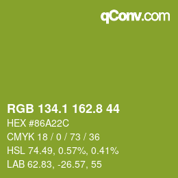 カラーコード: RGB 134.1 162.8 44 | qconv.com