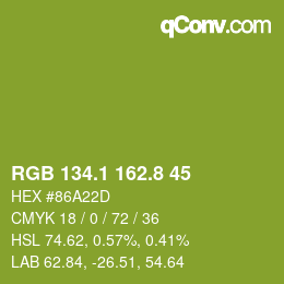 カラーコード: RGB 134.1 162.8 45 | qconv.com