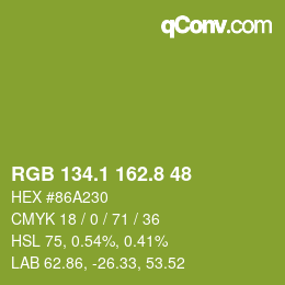 カラーコード: RGB 134.1 162.8 48 | qconv.com