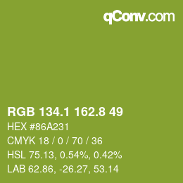 カラーコード: RGB 134.1 162.8 49 | qconv.com