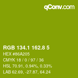 カラーコード: RGB 134.1 162.8 5 | qconv.com