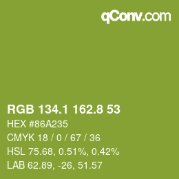 カラーコード: RGB 134.1 162.8 53 | qconv.com