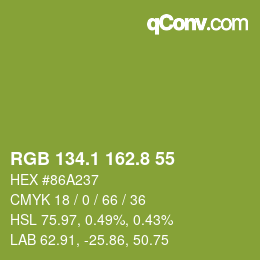 カラーコード: RGB 134.1 162.8 55 | qconv.com