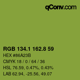カラーコード: RGB 134.1 162.8 59 | qconv.com
