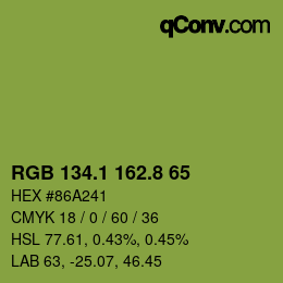 カラーコード: RGB 134.1 162.8 65 | qconv.com