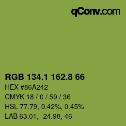 カラーコード: RGB 134.1 162.8 66 | qconv.com