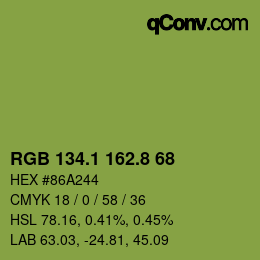 カラーコード: RGB 134.1 162.8 68 | qconv.com