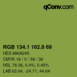 カラーコード: RGB 134.1 162.8 69 | qconv.com