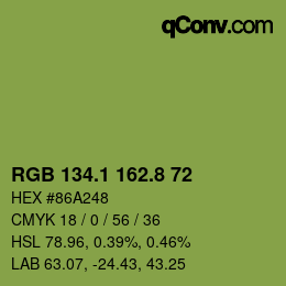 カラーコード: RGB 134.1 162.8 72 | qconv.com