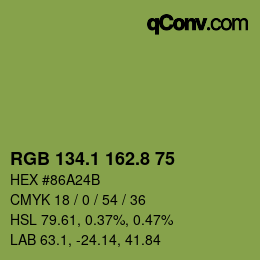 カラーコード: RGB 134.1 162.8 75 | qconv.com