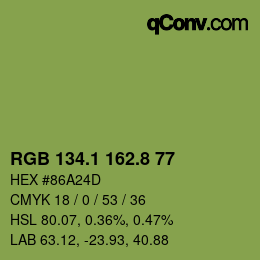 カラーコード: RGB 134.1 162.8 77 | qconv.com