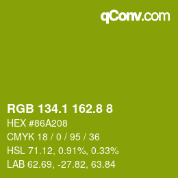 カラーコード: RGB 134.1 162.8 8 | qconv.com