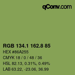 Farbcode: RGB 134.1 162.8 85 | qconv.com