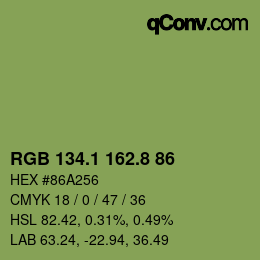 カラーコード: RGB 134.1 162.8 86 | qconv.com
