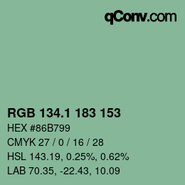 カラーコード: RGB 134.1 183 153 | qconv.com