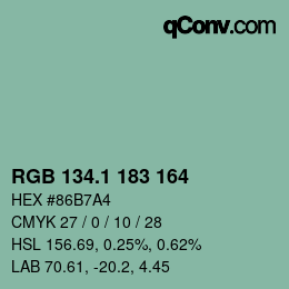 カラーコード: RGB 134.1 183 164 | qconv.com