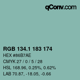 Color code: RGB 134.1 183 174 | qconv.com