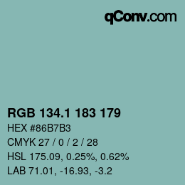 Color code: RGB 134.1 183 179 | qconv.com