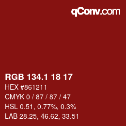 カラーコード: RGB 134.1 18 17 | qconv.com