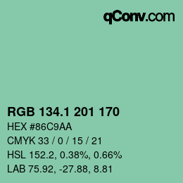 カラーコード: RGB 134.1 201 170 | qconv.com