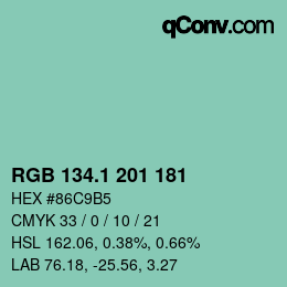 カラーコード: RGB 134.1 201 181 | qconv.com
